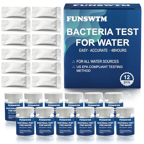 Coliform Bacteria Water Test Kit: 12-Pack Water Bacteria Test Kit Easy At-Home Well Water, Tap, Pool, Spring, Pond, Lake Drinking Water Quality Test 12 Tests