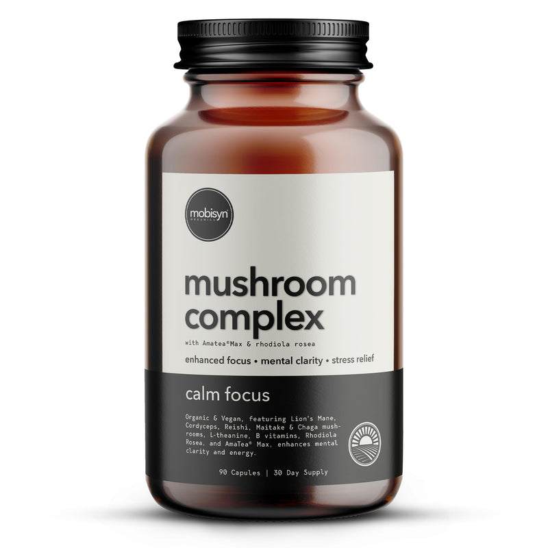 Lions Mane, Adaptogenic Mushrooms, Nootropics Brain Support Supplement, L-Theanine, Rhodiola Rosea, Guayusa Extract, B-Vitamins, Memory, Calming, Focus, Energy, Immunity, Gut Health, Organic, 30-Days 1