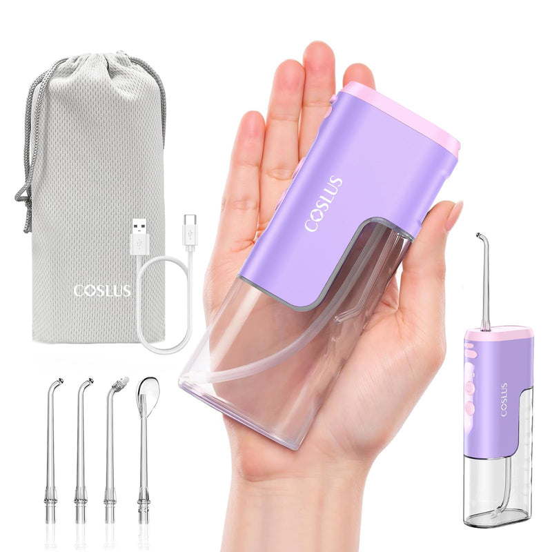 COSLUS T40 Mini Water Flosser for Travel, Portable Compact Design, Purple