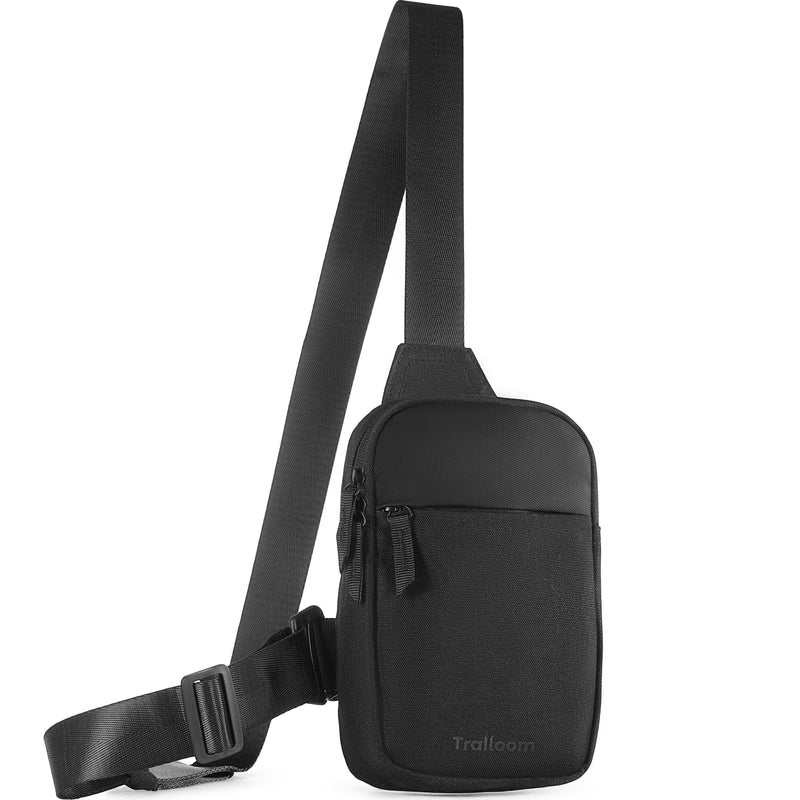 Mini Sling Bag Crossbody Fanny Pack Men & Women - Switchable Strap, RFID Blocking, Water-Repellent, Hidden Pocket Black