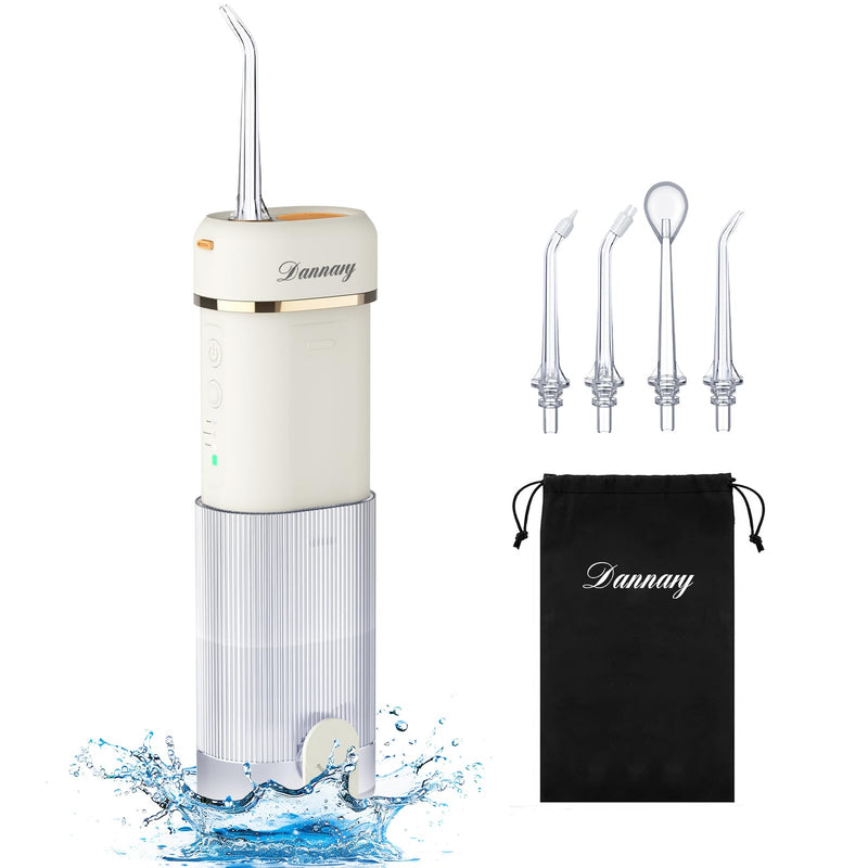 Water Dental Flosser for Teeth, Cordless Oral Irrigator Waterflosser, Rechargeable Water Teeth Cleaner Pick,Home & Travel Collapsible Water Flossers for Teeth & Braces Care(White)