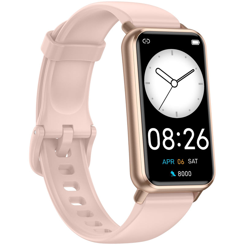 Long Battery Pedometer Watch 14 Days Battery Life, Slim Design No App/Phone Required Fitness Tracker, 50 Meters Waterproof Smart Watch, Heart Rate & Blood Oxygen Monitor Step Counter for Men Women Pink