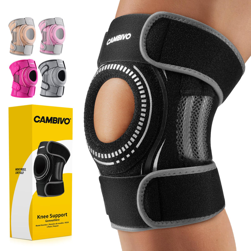 CAMBIVO Elite Motion Series Knee Brace for Women & Men with Side Stabilizers, Patella Knee Brace for Meniscus Tear, Knee Support for Knee Pain Relief, Running, Basketball, Workouts (Black, Large) Black - BeesActive Australia