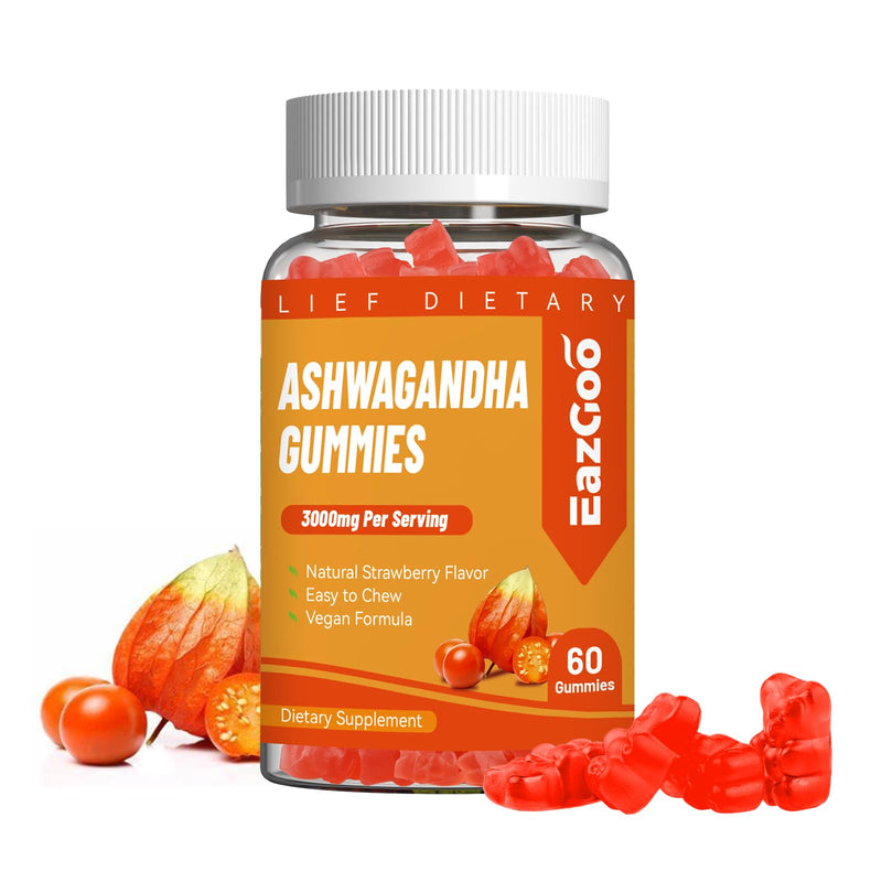 3000mg Ashwagandha Gummies,Calm &Stress Relief,Energy Booster,60ct | Ashwagandha Root Extract for Men and Women,with L-Theanine,Vitamin D3, Sugar-Free,Vegan 60 Count (Pack of 1)