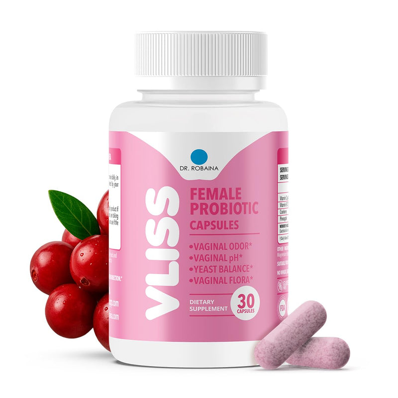 Dr. Robaina Women’s Daily Vaginal Probiotic + Cranberry & Pineapple, 5 B CFU Lactobacillus (rhamnosus, reuteri, gasseri, crispatus), pH Balance & Odor Control, Vitamin C & B-12, 30 Vegan Capsules 1 Unit