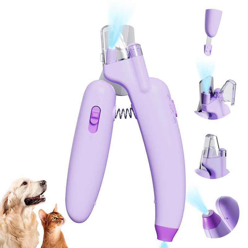 Dog & Cat Nail Clippers,Dog Nail Trimmers Powerful Safety Guard and Nail File to Avoid Over Cutting，Suitable for Large to Medium Dogs Cats,Professional Grooming Tool for Pets，Purple-1 - BeesActive Australia