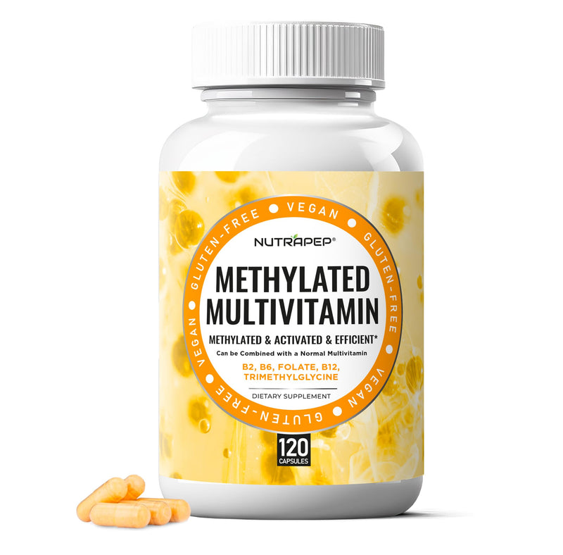 NutraPep Methylated Multivitamin for Men Women - 5-MTHF Riboflavin | Vitamin B2 B6 B12 B Complex Trimethylglycine Methyl Folate L Methylfolate Capsules Supplement