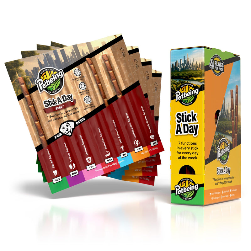 Stick a Day | Specially Formulated 7-in-1 Functions Daily Real Meat Supplement for Dogs | Dog Chew Stick & Pet Vitamins Supplements Combination (7-Pack x 4, Beef) 1 Count (Pack of 28) - PawsPlanet Australia