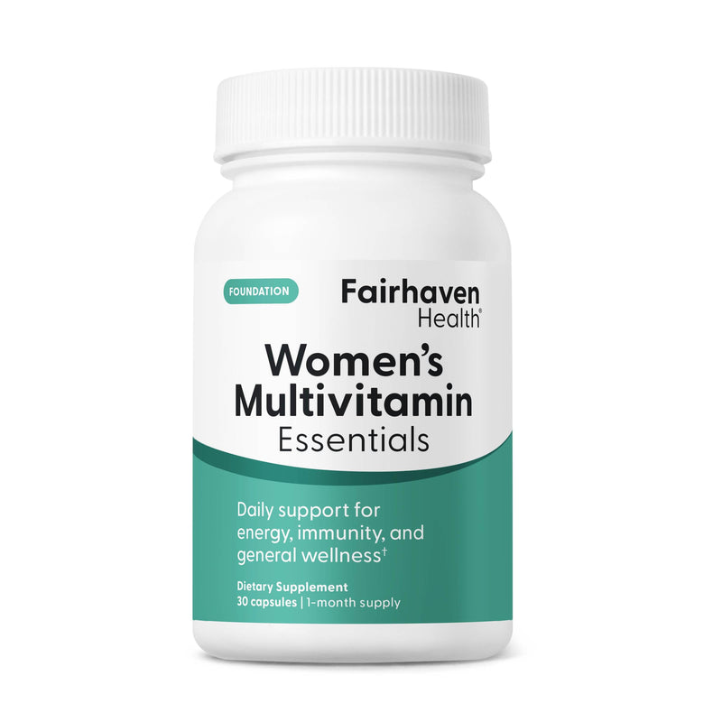 Fairhaven Health Womens Multivitamin Essentials | Once Daily Multivitamin for Women Support for Energy, Immune Health, Eye Health, Hormone Balance | Gluten, Dairy, Soy Free | Vegan | 30 Capsules