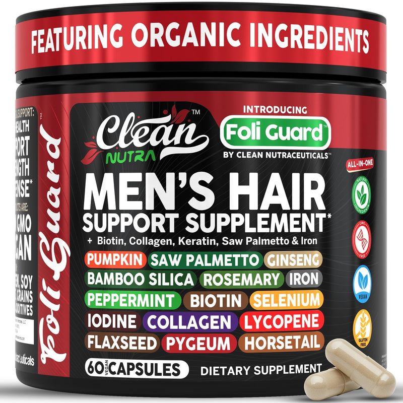 Hair Growth Supplement For Men | Biotin Hair Vitamins Collagen Pumpkin Seed Saw Palmetto Iron Ginseng Bamboo Silica Rosemary Peppermint Keratin Selenium Iodine Flaxseed Horsetail Vitamin A C D3 E B12 1