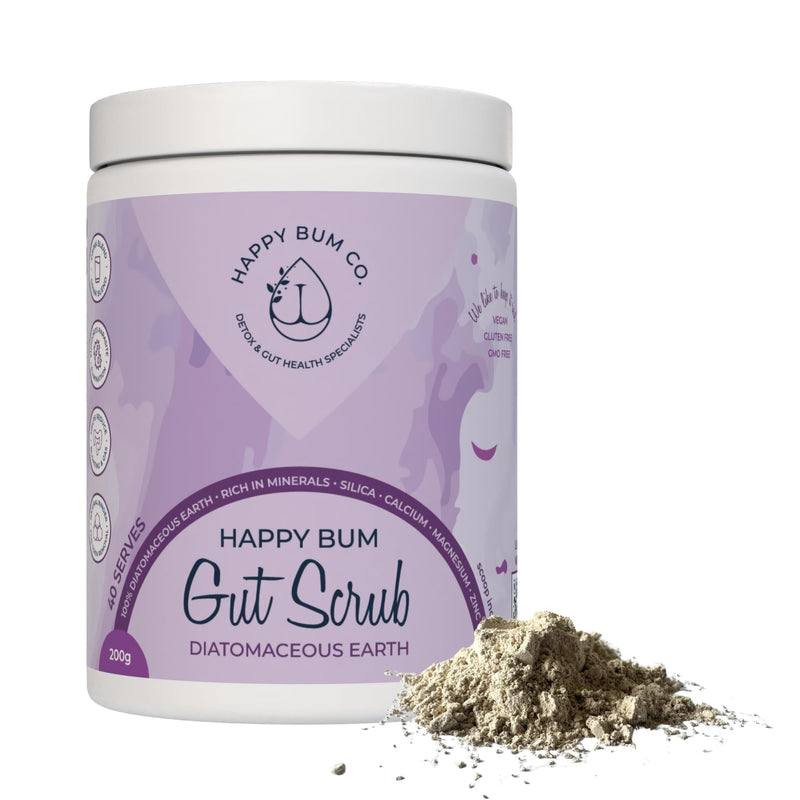 Happy Bum Gut Scrub - Diatomaceous Earth Food Grade for Humans | Mineral Powder Supports Gut Health, Bloating Relief | Rich in Silica, Zinc & Minerals for Healthy Hair, Skin, Nail - 150g - BeesActive Australia