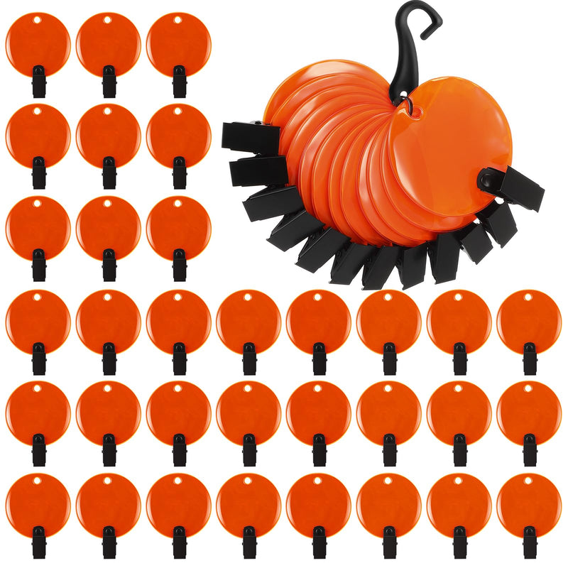 Konohan Trail Markers with Clips Round Reflective Tacks for Hunting Reflective Tree Tacks Trail Marking Ribbon with Clips Orange High-Visibility Tree Trail Markers for Outdoor Hiking 48