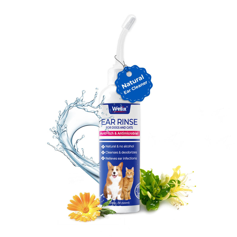 120ml Ear Cleaner for Dog & Cat - Ear Infection Treatment Without Irritation - Dog Ear Wash for Itch Relief & Soothing Inflammation - Ear Wax, Powder and Odor Removal Drops 1 - PawsPlanet Australia