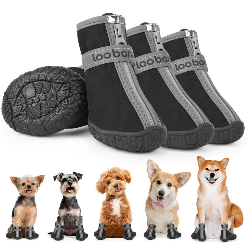Dog Shoes Small Size Dogs - Dog Boots & Paw Protectors for Hot Pavement Winter Rain Snow, Waterproof Dog Booties with Reflective Strap for Outdoor Hiking Walking Running Training Size 3 #3 - BeesActive Australia