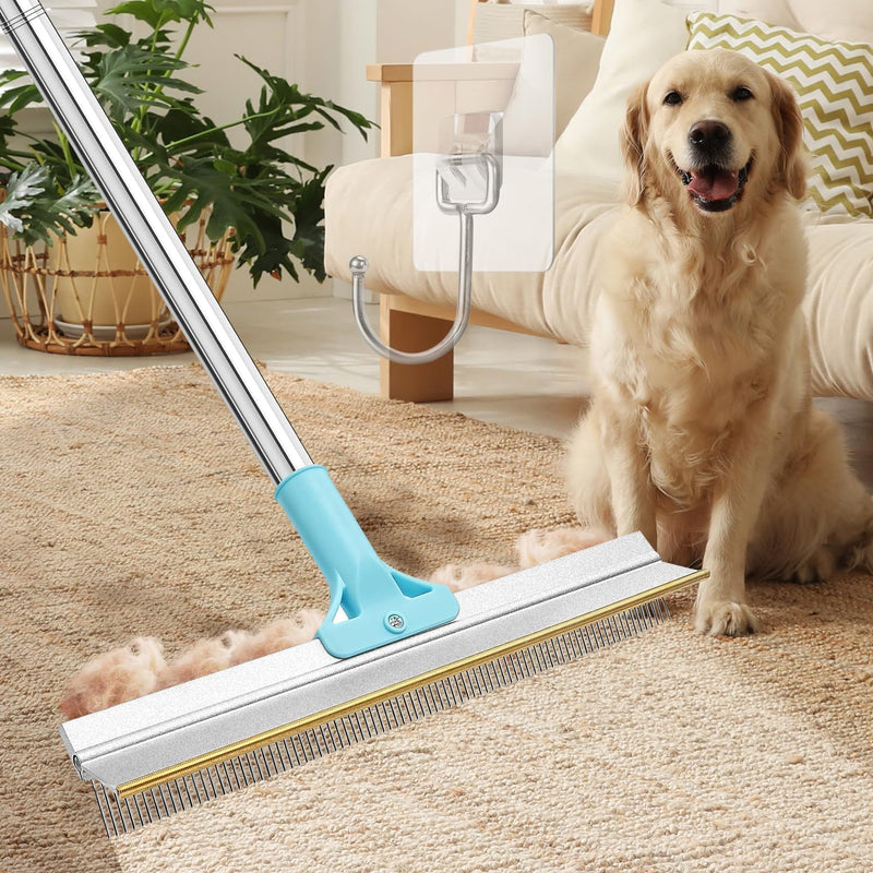 Carpet Rake for Pet Hair Removal, 67'' Adjustable Handle Carpet Rake Cat Dog Hair Remover, Reusable Long Handle Pet Hair Removal Tool, Pet Hair Removal Broom for Rugs, Mats, Couch, Furniture - BeesActive Australia