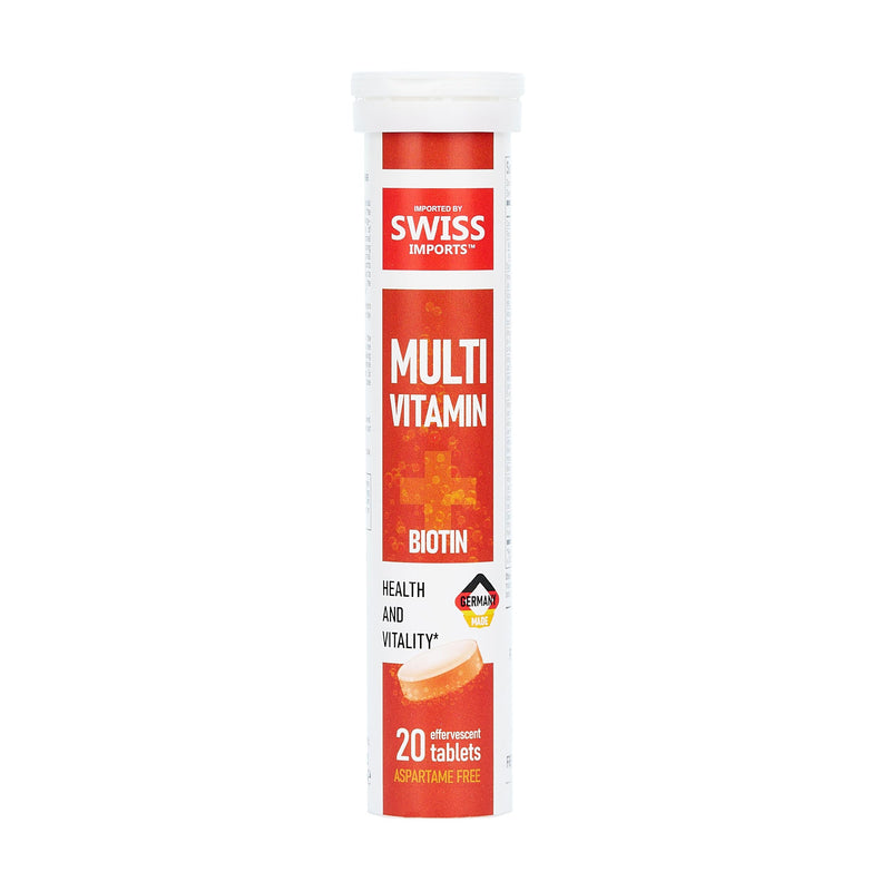 Effervescent Multivitamins + Biotin for Wellness and Vitality Dietary Supplement with Vitamins C, E, B1, B2 B6, B12, A, and D3, 20 Tablets Tropical 20 Count (Pack of 1)
