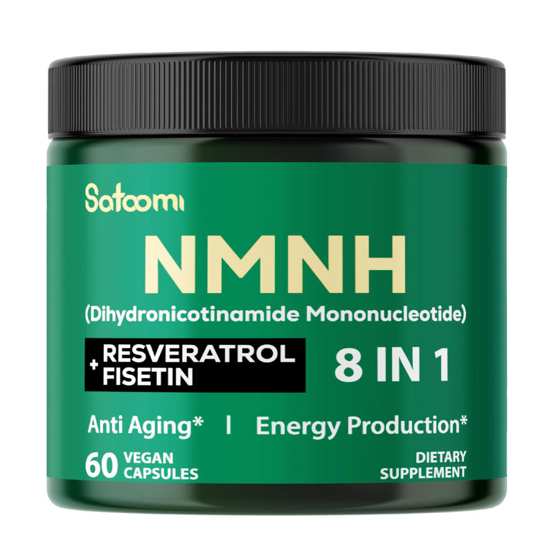 Satoomi 8in1 NMNH - NMN Supplement Alternative - NAD Supplement to Support NAD Levels Added Fisetin, Resveratrol, Quercetin, Turmeric, Berberine, Vitamin D3 & C - 60 Count for 30 Days Green 8in1