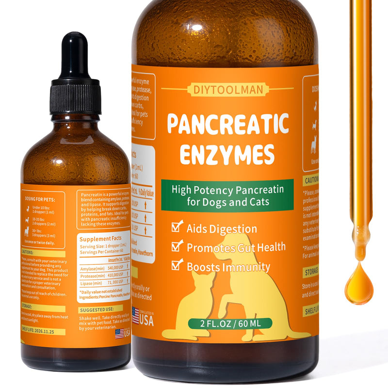Pancreatic Enzymes for Dogs - Dog Digestive Enzymes & Support - Helps Dogs with EPI Restore Normal Weight, Digestive Health, and Manage Pancreatic Issues - 2 fl oz (Liquid) - BeesActive Australia