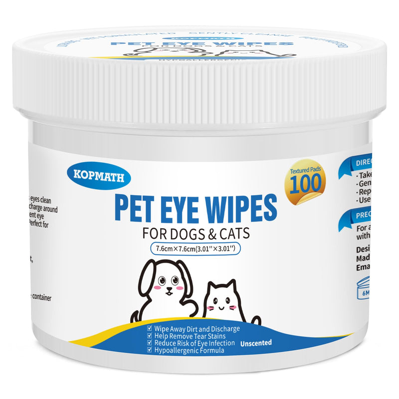 Pet Eye Wipes for Dogs and Cats, Clean Tear Stain, Big & Thick Cat Eye Wipes for Dogs, Mild Ingredient, Texturized & Presoaked Pet Eye Cleaner Pad for Discharge Crust Booger, Unscented, 100 Ct - BeesActive Australia