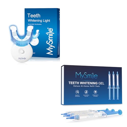 MySmile Non-Sensitive Teeth Whitening Accelerator Light with Teeth Whitening Gel Pen Refill Pack, 3 Non-Sensitive Teeth Whitening Pen, Teeth Whitener Tooth Whitening Gel with for Home, 10 min Fast Res