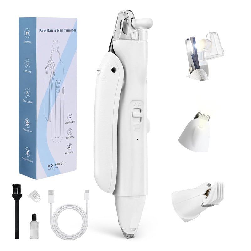 2 in 1 Cat Nail Clippers & Cat Paw Trimmer with LED Light, USB Rechargeable Pet Nail Trimmers Cat Claw Clippers with Safe Lock Design, Pet Grooming Supplies for Cats & Dogs - BeesActive Australia
