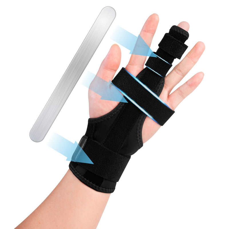 Finger Splint for Middle Finger, Trigger Finger Splint Wrist Support Brace, Straightening Immobilizer -Adjustable Removable straps for Left or Right Hand Small