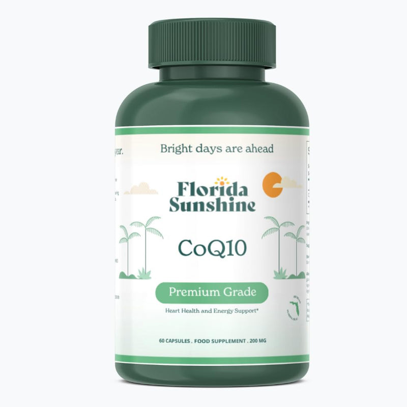 Florida Sunshine Premium CoQ10 200mg 60 Capsules | Heart Health Support | Energy Production | Antioxidant Coenzyme Q10 | Supplement