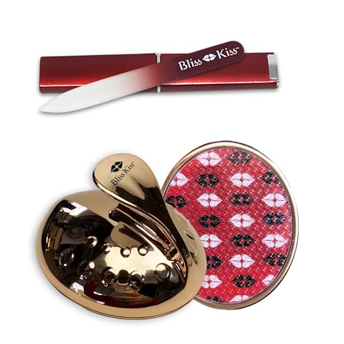 Bliss Kiss Nano Glass Foot File & Czech Crystal Glass Nail File with Case | Callus Remover for Feet & Smooth Nail File Set | Pedicure & Manicure Tools