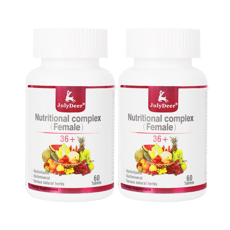 JulyDeer Multivitamin for Women 60 Tablets Complete Multimineral & Vitamin | A, C, D, E and B-Complex, Zinc & More for Lady Immunity, Hair, Skin & Nails, Digestion + Vegetarian ( 60 Count Pack of 2) 2 Bottles