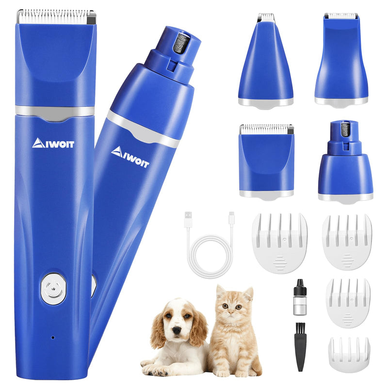 Dog Clippers for Grooming Kit, 4-in-1 Pet Hair Removal Tool, Rechargeable Dog Nail Grinder Hair Trimmers, Low Noise Cat Nail Clipper, Puppy Essentials Supplies Hair Scissors Remover - BeesActive Australia