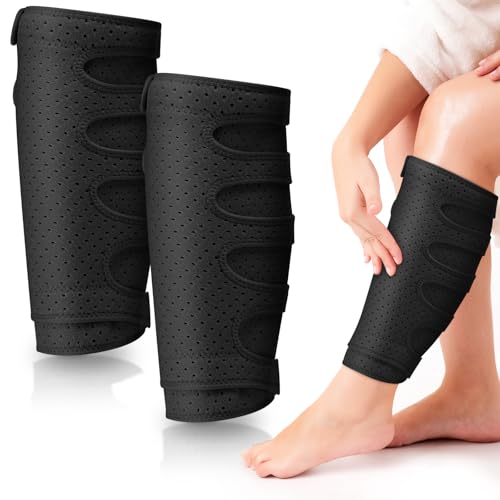 Hoolerry 2 Pcs Lymphedema Compression Wraps Calf 2XL Black