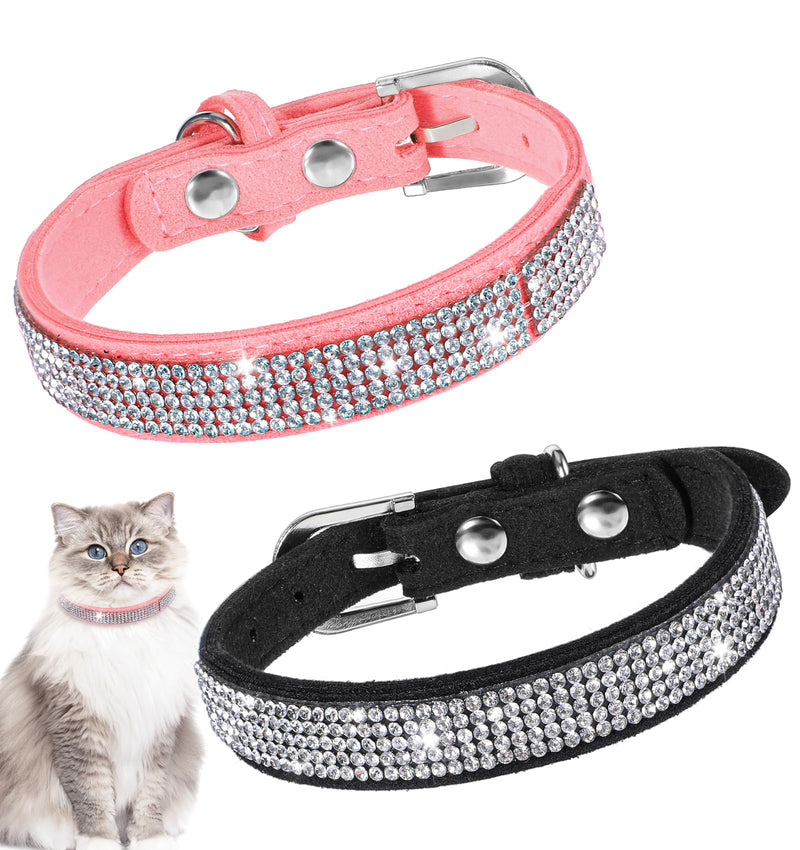 Rhinestones Cat Collar, Rhinestones Cat Dog Collar Soft Safe Adjustable Collar Bling Diamante with Bells, for Small Dogs and Cats - BeesActive Australia