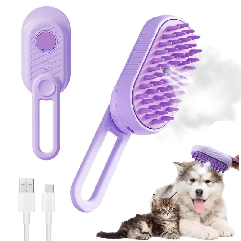 Cat Steam Brush for Shedding, Steam Brush for Indoor Cats, Water Brush, Cat Spray Mist Massaging Brush, Pet Hair Removal Brush, Suitable for Cats, Dogs and Rabbits, Cat Cleaning Brush 😽purple - BeesActive Australia