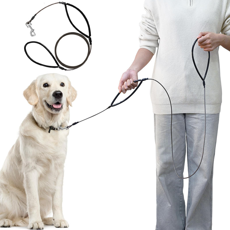 Petbobi Double Handle Dog Leash - 6FT Dog Leash Heavy Duty for Traffic Control with Two Padded for Large Medium Small Dog That Pull, Metal Dog Leash for Lead Walking, Black Dog Leash with Two Handles - BeesActive Australia