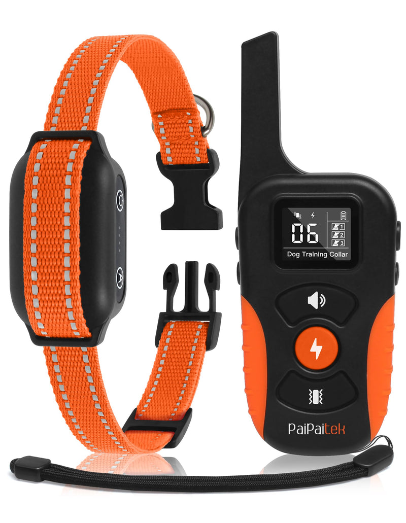 PaiPaitek Bark Activated Shock Collar with Remote - Automatic Bark and Training Collar Combo 3300ft Range, Bark Shock Collar for 40-150lbs Medium Large Dogs - IPX7 Waterproof Orange - BeesActive Australia