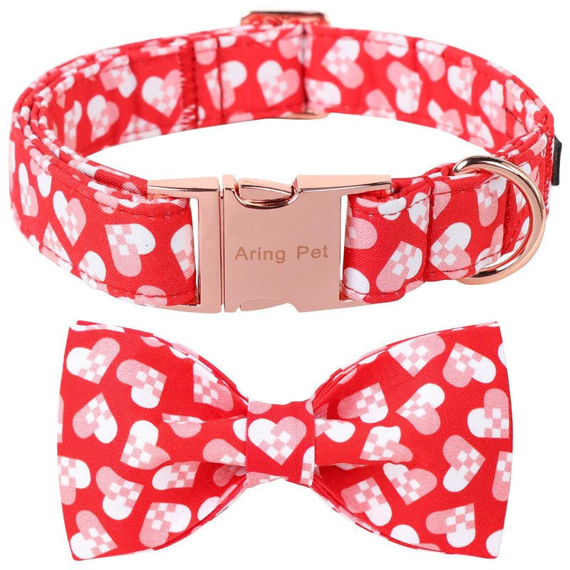 ARING PET Valentine's Day Dog Collar-Cotton Heart Dog Collar with Bow, Adjustable Valentine Bowtie Dog Collars Pet Necklace with Metal Buckle for Girl&Boy Dogs Medium (Pack of 1) A:Valentine - BeesActive Australia