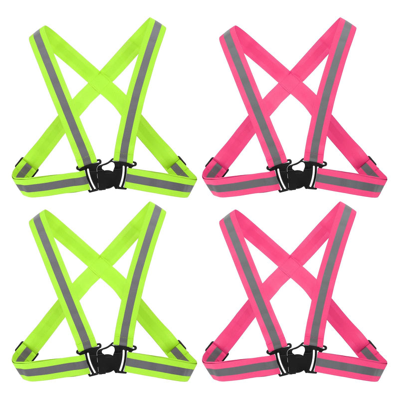 PATIKIL Adjustable Reflective Running Belt Green/Pink
