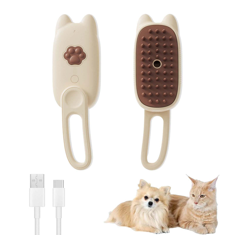 Cat Steam Brush for Shedding, Steam Brush for Indoor Cats, Water Brush, Cat Spray Mist Massaging Brush, Pet Hair Removal Brush, Suitable for Cats, Dogs and Rabbits, Cat Cleaning Brush 😽beige - BeesActive Australia
