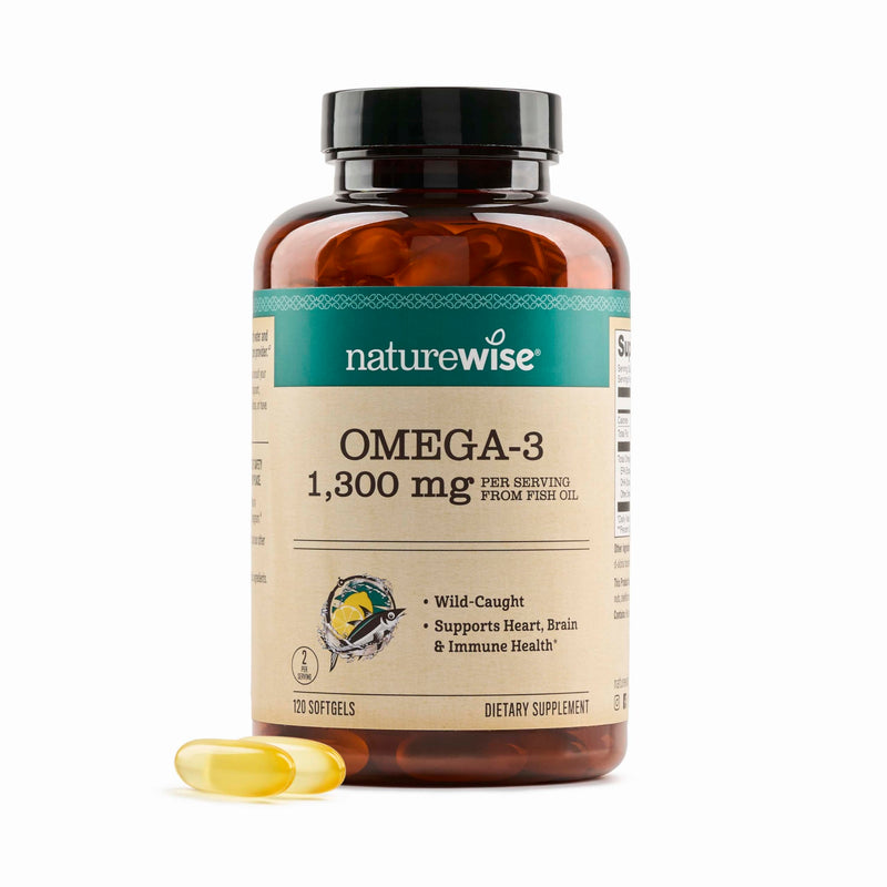 NatureWise Ultra Omega 3 Fish Oil 2200 mg – 1300 mg Omega-3 - Triglyceride Form - Lemon Flavor - Wild-Caught Fish Oil + EPA & DHA - Burpless, Non-GMO - 120 Softgels[2-Month Supply] 120 Count (Pack of 1)