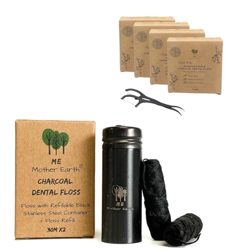 Refillable Black Container and Dental Floss Picks Bundle!