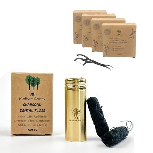 Refillable Gold Container and Dental Floss Picks Bundle!