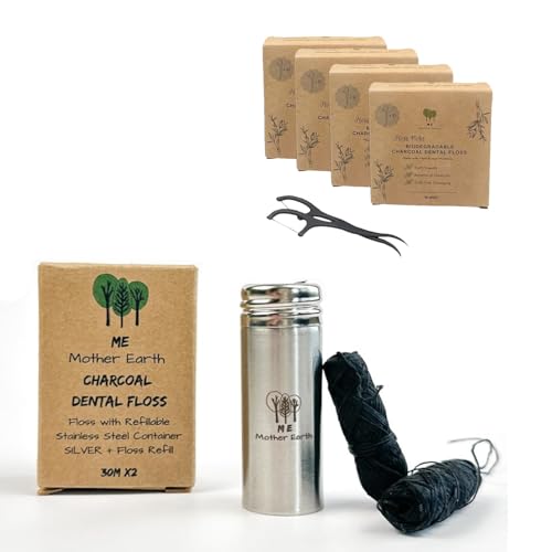 Refillable Silver Container and Dental Floss Picks Bundle!