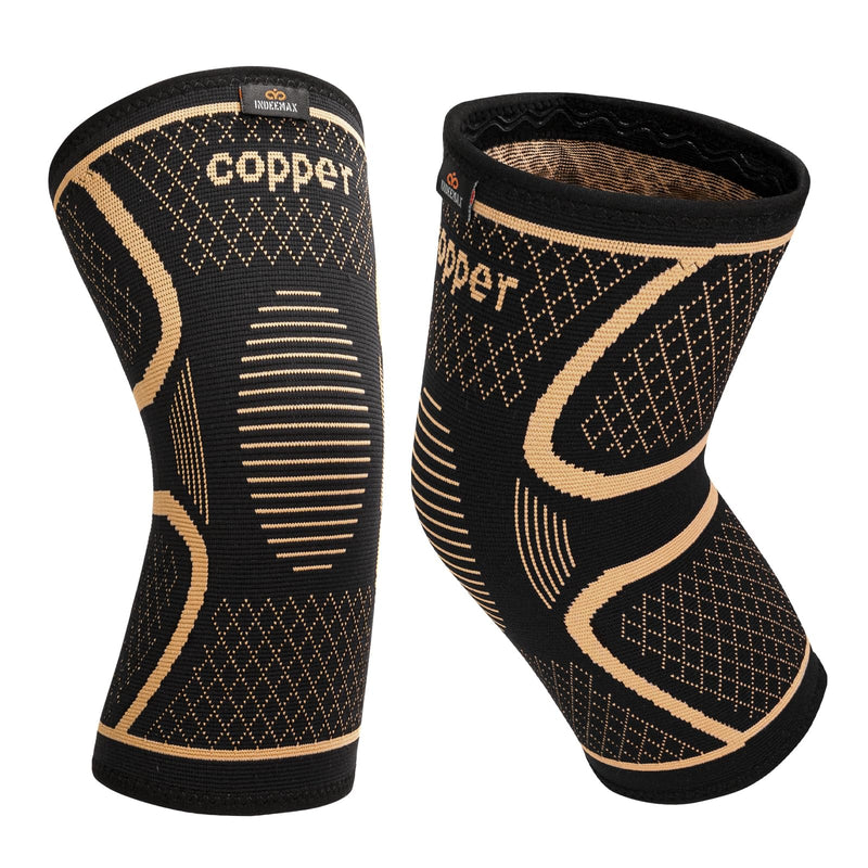 INDEEMAX Copper Knee Brace for Women Men Plus Size, 2 Pack Knee Compression Sleeve for Knee Pain, Arthritis, Running, Sports and Recovery Support, 2XL(26-28 Inch) XX-Large COPPER-Infused black knee brace,2 Pack - BeesActive Australia