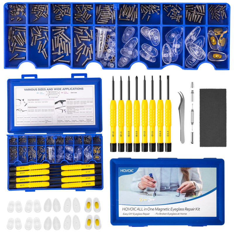 Upgraded All-in-One Magnetic Eyeglass Repair Tool Kit with Screws, Glasses Fixing Kit with Precision Screwdriver Set, Eyeglass Nose Pads and Tweezer for Travel, Gift, Christmas