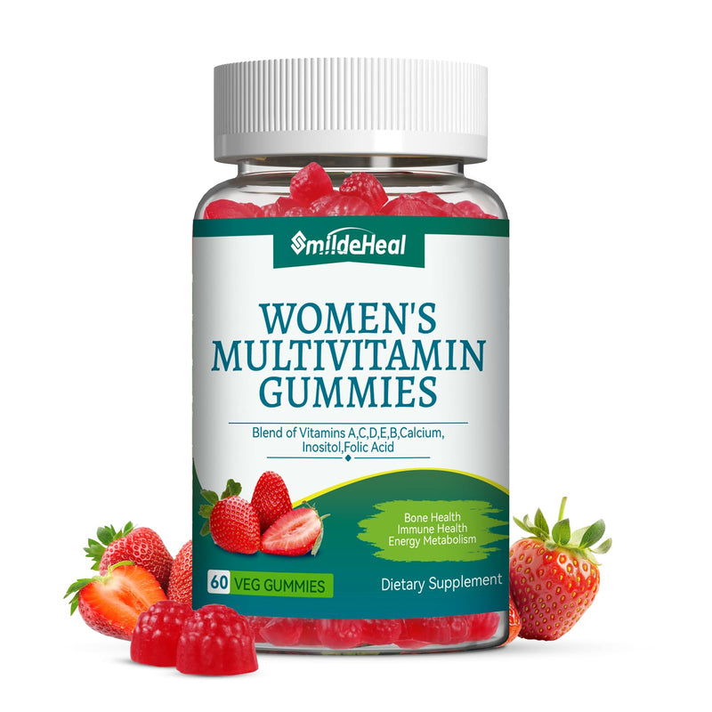 Multivitamin Gummy for Women 50 and Over, 60 Vegan Count, Strawberry Flavor | Women's Multivitamin Contains Vitamin C, D3, B Vitamins, Calcium, Biotin, and Zinc, Immune and Energy Support, Bone Health 60 Count (Pack of 1)