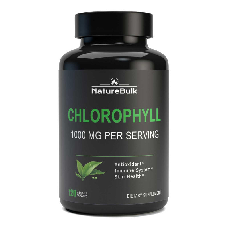 Chlorophyll Capsules 1000mg - 100% Natural Potency Concentration for Women & Men, Gut Health, Skin Support - Natural Energy Booster, 120 Capsules