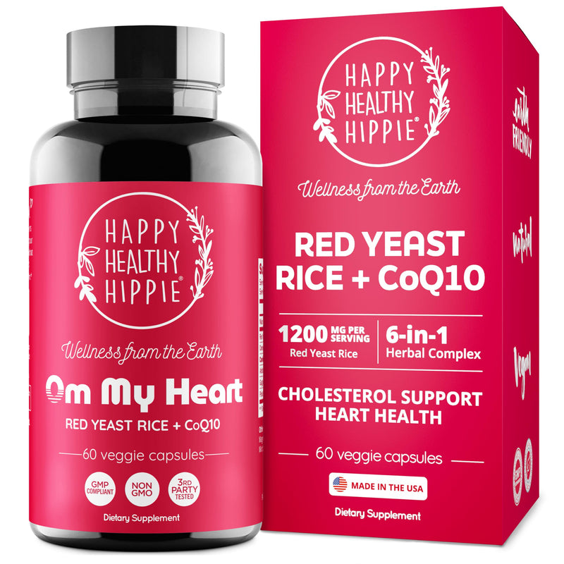 Red Yeast Rice with CoQ10 Supplement 1200 mg - Supports Cholesterol Balance, Heart Health & Circulation - Antioxidant Support with Coenzyme Q10 - Citrinin-Free, Non-GMO, Vegan, 60 Ct 60 Count (Pack of 1) - BeesActive Australia