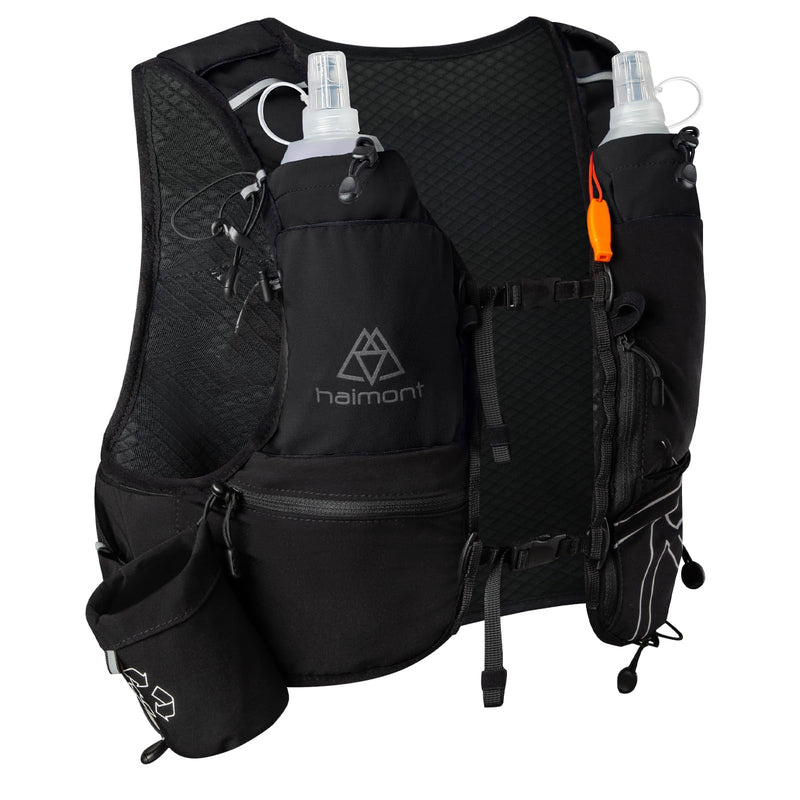 Haimont Hydration Running Vest with Water Bottles for Women Men, Adjustable Lightweight 8L Water Backpack with Soft Flasks for Trail Running Marathon Black Small - BeesActive Australia