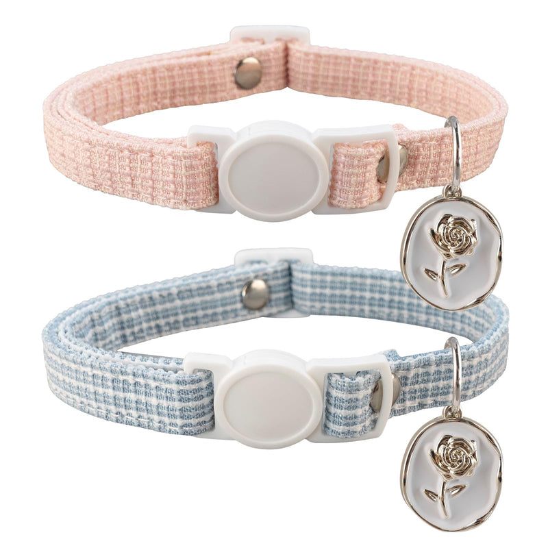 2 Pack Chanel's Style Cat Collar, Premium Kitten Collar, Elegant Cat Collar with a Rose Charm, Safety Adjustable Ideal for Girl Cat Boy Cat - BeesActive Australia