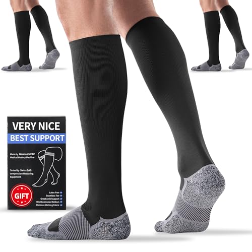 Medical Compression Socks 20-30 mmHg for Men Women (3 Pairs) - Best Support for Daily Wear, Flying, Sport, Circulation Large-X-Large Black